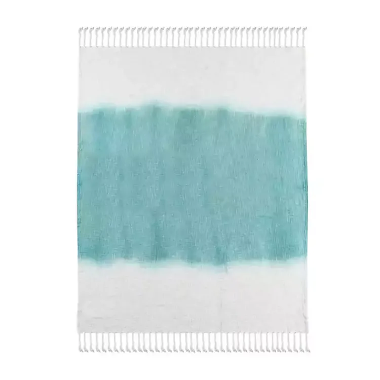 Angel Blue Shibori Slab Fringe Throw Blankets & Throws
