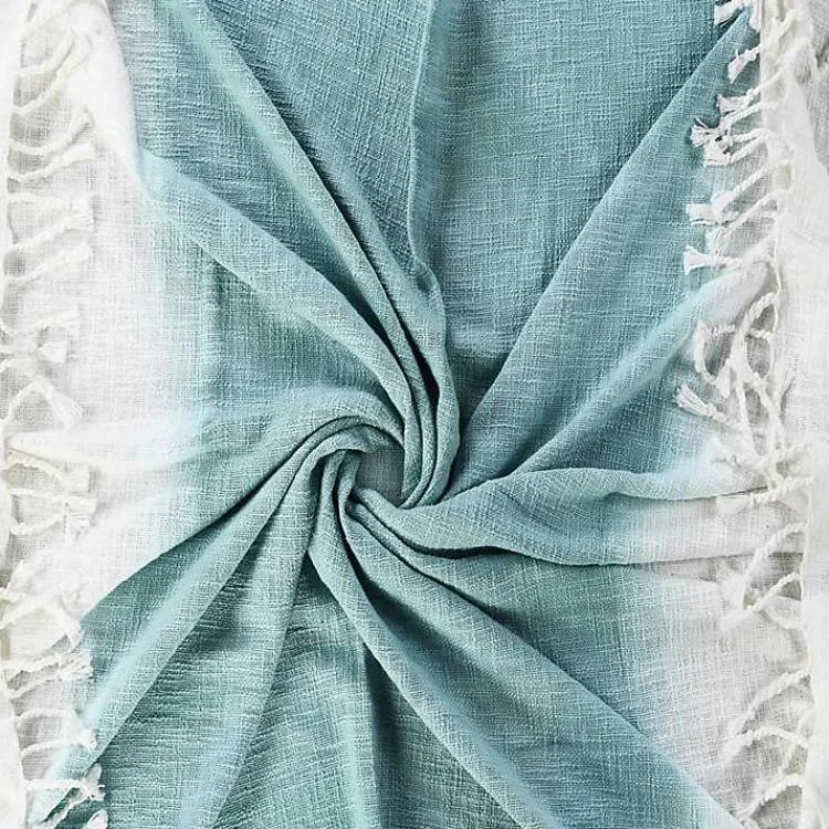 Angel Blue Shibori Slab Fringe Throw Blankets & Throws