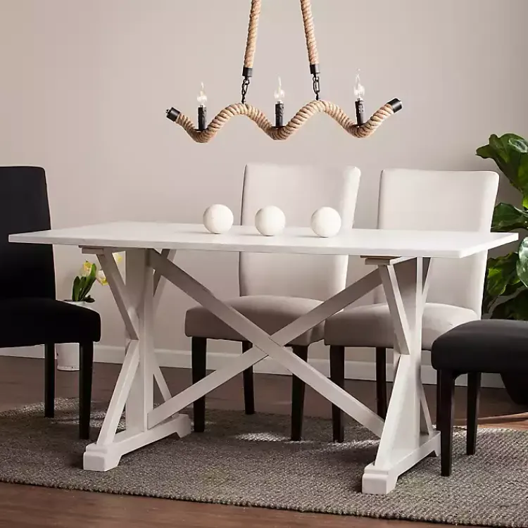 Kirklands Home Dining Tables|Annalise Distressed Farmhouse Dining Table White