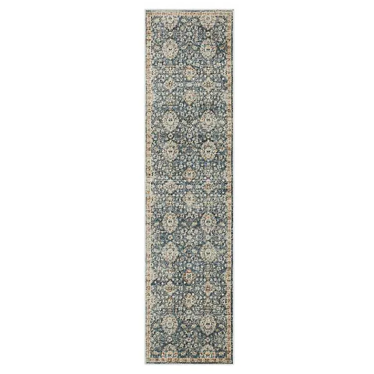 Kirklands Home Area Rugs|Anthracite Granary Floral Runner, 2x10 Blue
