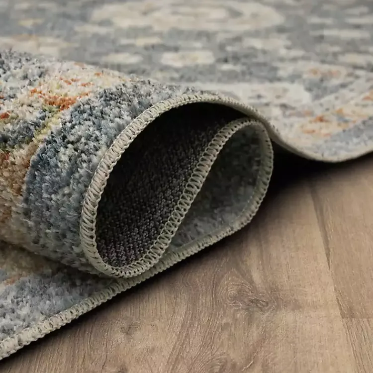 Kirklands Home Area Rugs|Anthracite Granary Floral Runner, 2x10 Blue