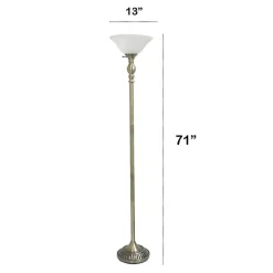 Kirklands Home Floor Lamps|Antique Brass and Marbleized Glass Torchiere Gray