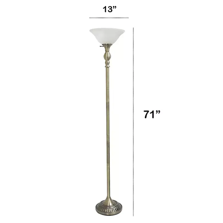 Kirklands Home Floor Lamps|Antique Brass and Marbleized Glass Torchiere Gray
