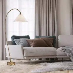 Kirklands Home Floor Lamps|Antique Brass Curved Arch Floor Lamp White