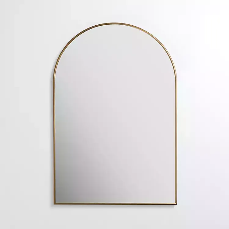 Kirklands Home Framed Mirrors|Antique Brass Nouveau Linear Arch Mirror Gold