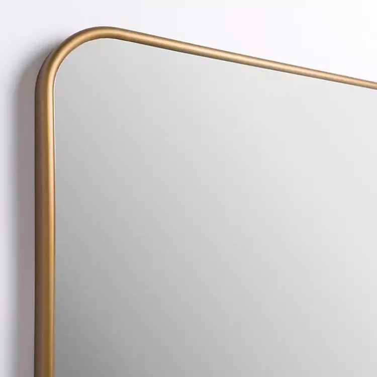 Kirklands Home Framed Mirrors|Antique Brass Nouveau Linear Curved Corner Mirror Gold