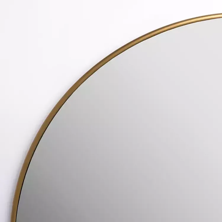 Kirklands Home Framed Mirrors|Antique Brass Nouveau Linear Round Mirror Gold