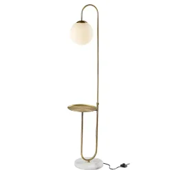 Kirklands Home Floor Lamps|Antique Brass Side Table Floor Lamp White