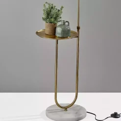 Kirklands Home Floor Lamps|Antique Brass Side Table Floor Lamp White