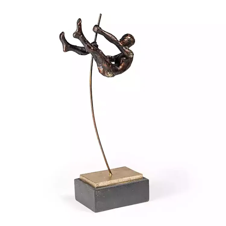 Clearance Antique Bronze Pole Vaulter Figurine, 15 in. Statues & Figurines