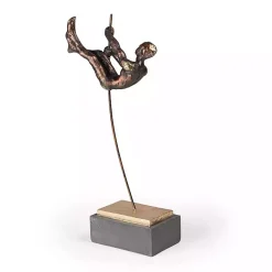 Clearance Antique Bronze Pole Vaulter Figurine, 15 in. Statues & Figurines