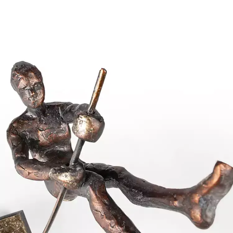 Clearance Antique Bronze Pole Vaulter Figurine, 15 in. Statues & Figurines
