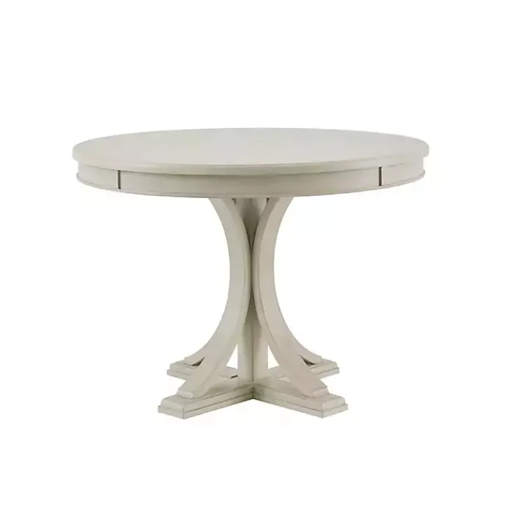 Kirklands Home Dining Tables|Antique Cream Wood Pedestal Round Dining Table White