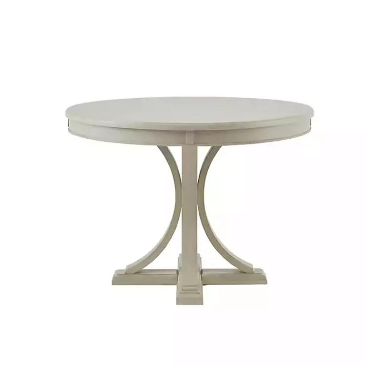 Kirklands Home Dining Tables|Antique Cream Wood Pedestal Round Dining Table White