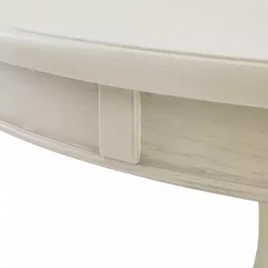 Kirklands Home Dining Tables|Antique Cream Wood Pedestal Round Dining Table White