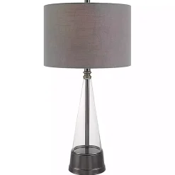Kirklands Home Table Lamps|Antique Dark Nickel Cone Base Table Lamp Gray