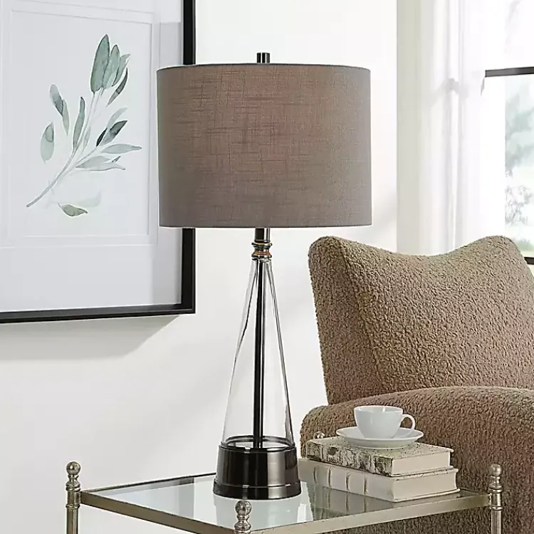 Kirklands Home Table Lamps|Antique Dark Nickel Cone Base Table Lamp Gray
