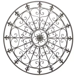 Kirklands Home Wall Plaques|Antique Fleur-de-Lis Medallion Metal Wall Plaque Black