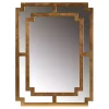 Kirklands Home Decorative Mirrors|Antique Gold Geometric Overlay Wall Mirror