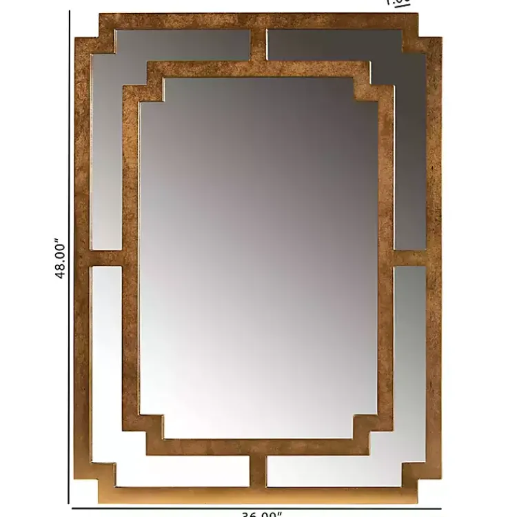 Kirklands Home Decorative Mirrors|Antique Gold Geometric Overlay Wall Mirror