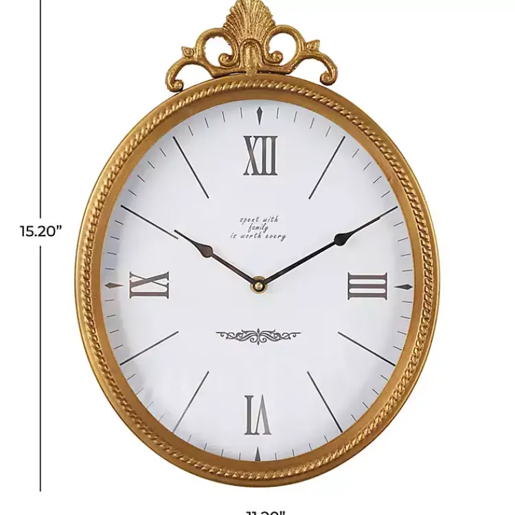 Kirklands Home Clocks|Antique Gold Metal Scroll Wall Clock