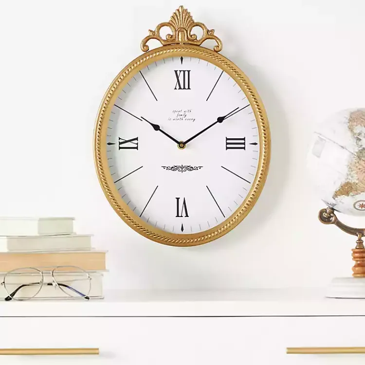 Kirklands Home Clocks|Antique Gold Metal Scroll Wall Clock
