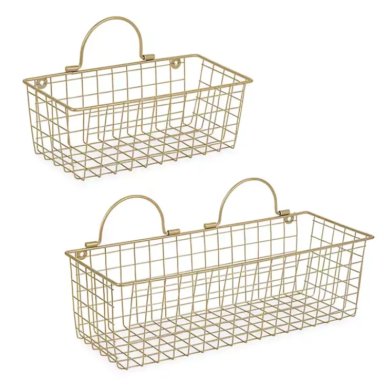 Kirklands Home Wall Storage|Antique Gold 2-pc. Wire Basket Set