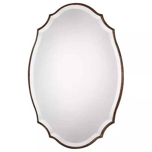 Kirklands Home Decorative Mirrors|Antique Gold Rounded Edge Wood Wall Mirror