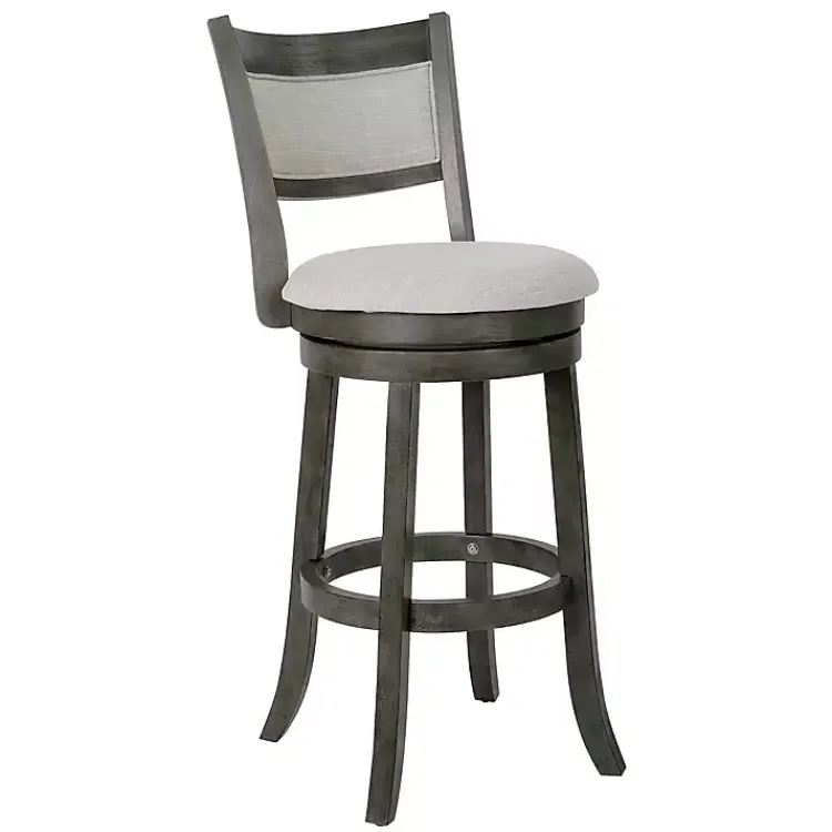 Kirklands Home Bar Stools & Counter Height Stools|Antique Gray Upholstered Swivel Bar Stool Ivory