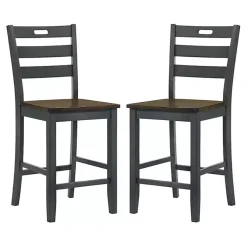 Kirklands Home Bar Stools & Counter Height Stools|Antique Wood Counter Stools, Set of 2 Gray