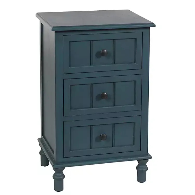 Kirklands Home Accent & End Tables|Antique Navy 3-Drawer Winnie Accent Table Blue