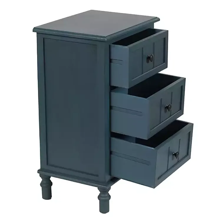 Kirklands Home Accent & End Tables|Antique Navy 3-Drawer Winnie Accent Table Blue