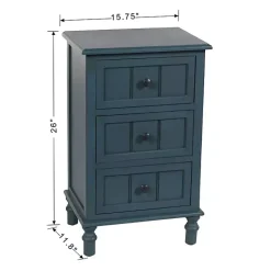 Kirklands Home Accent & End Tables|Antique Navy 3-Drawer Winnie Accent Table Blue