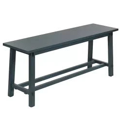 Kirklands Home Benches & Ottomans|Antique Navy Wood Noah Bench Blue