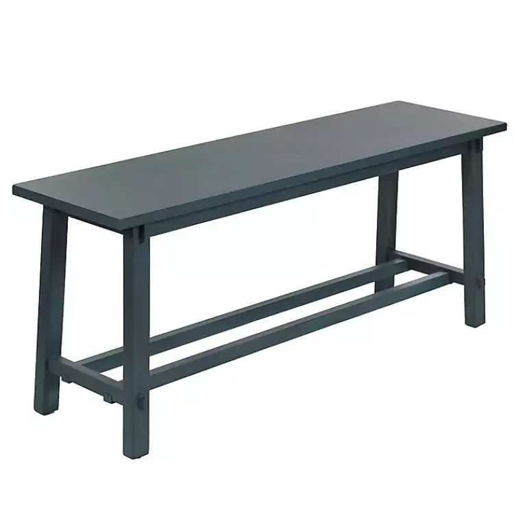 Kirklands Home Benches & Ottomans|Antique Navy Wood Noah Bench Blue