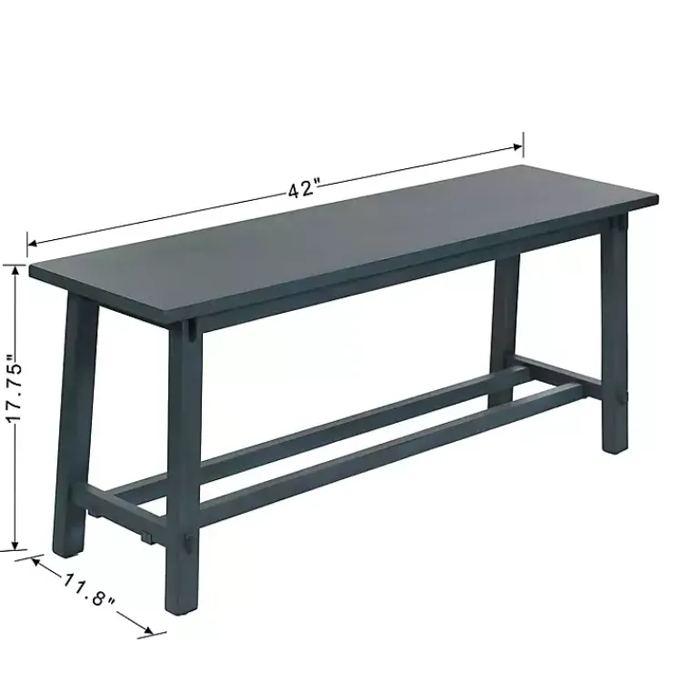 Kirklands Home Benches & Ottomans|Antique Navy Wood Noah Bench Blue