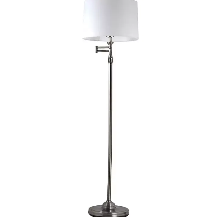 Kirklands Home Floor Lamps|Antique Pewter Swing Arm Floor Lamp White