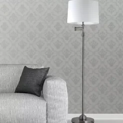 Kirklands Home Floor Lamps|Antique Pewter Swing Arm Floor Lamp White