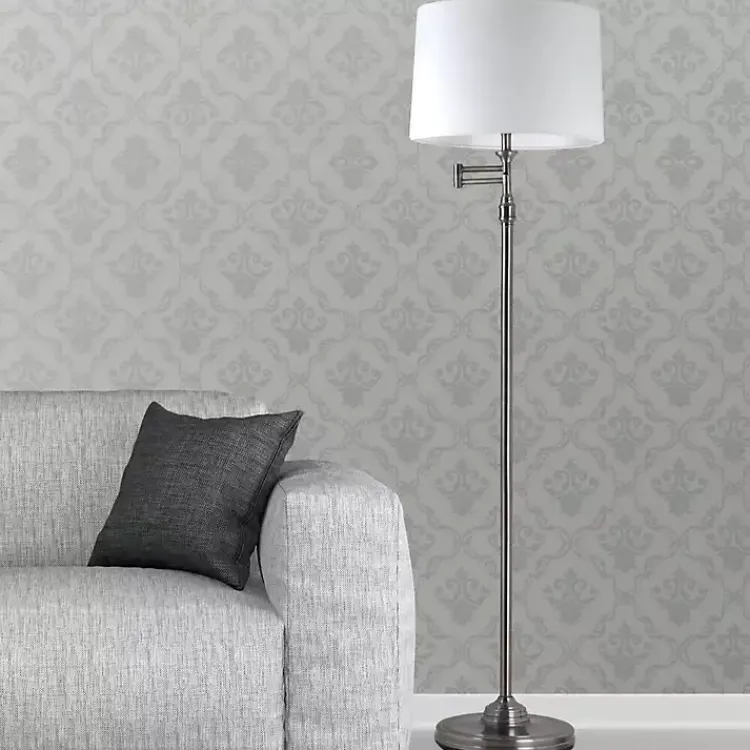Kirklands Home Floor Lamps|Antique Pewter Swing Arm Floor Lamp White