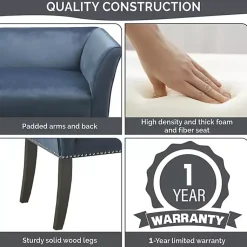 Kirklands Home Benches & Ottomans|Antique Sapphire Low Back Upholstered Bench Blue