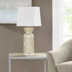 Kirklands Home Table Lamps|Antique Textured Glass Luxuria Table Lamp Silver