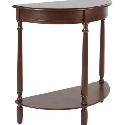 Kirklands Home Console Tables|Antique Walnut Half Round Console Table Brown