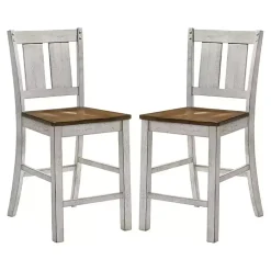 Kirklands Home Bar Stools & Counter Height Stools|Antique White & Dark Brown 2-pc. Counter Stool Set