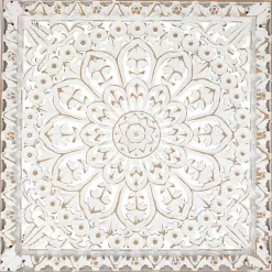 Kirklands Home Wall Plaques|Antique Floral Mandala Square Wall Plaque White