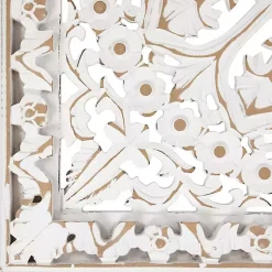 Kirklands Home Wall Plaques|Antique Floral Mandala Square Wall Plaque White