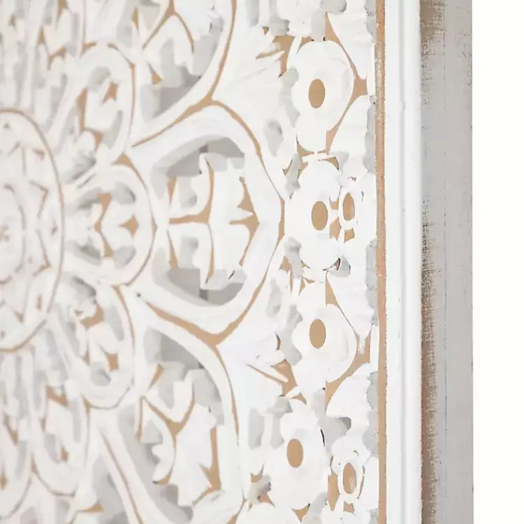 Kirklands Home Wall Plaques|Antique Floral Mandala Square Wall Plaque White