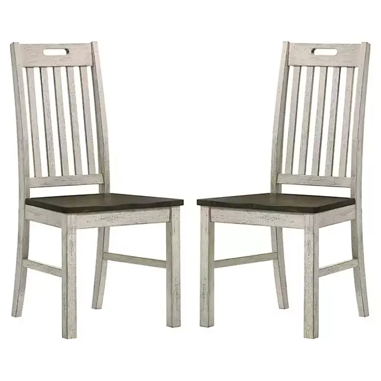 Kirklands Home Dining Chairs|Antique Slatted Back Dining Chairs, Set of 2 White