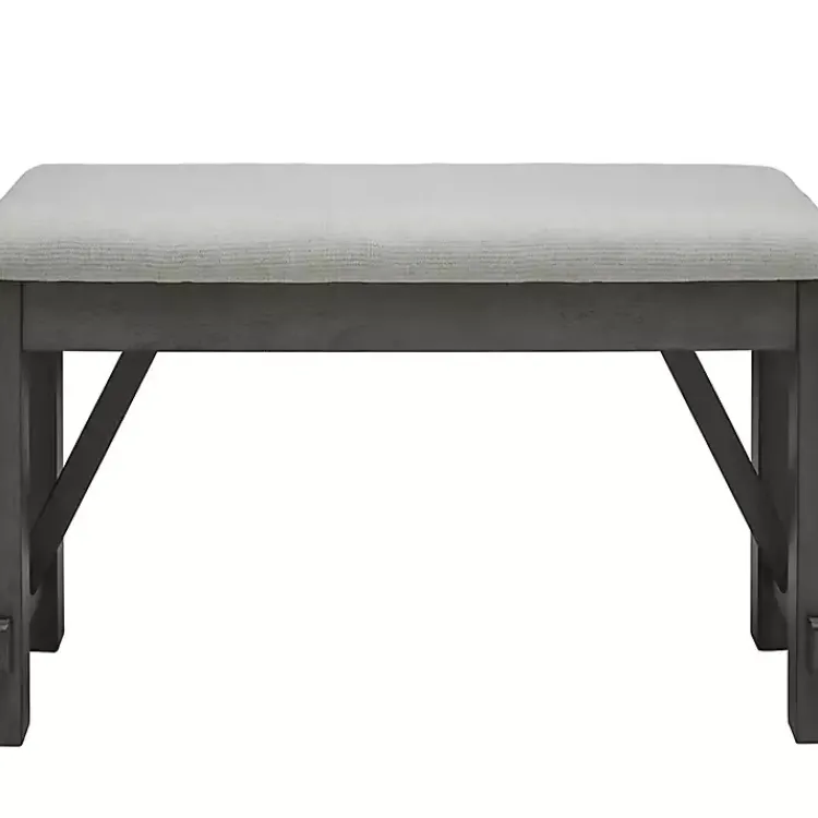 Kirklands Home Dining Chairs|Antique Upholstered Gray Wood Dining Bench White