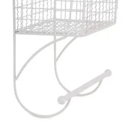 Kirklands Home Wall Storage|Antique White Wire Basket Towel Rack