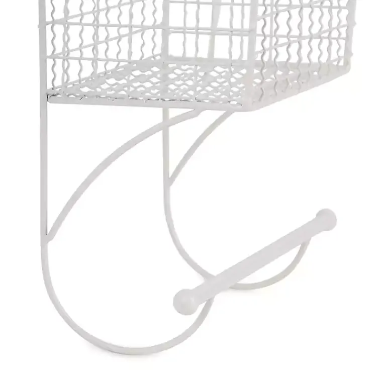 Kirklands Home Wall Storage|Antique White Wire Basket Towel Rack